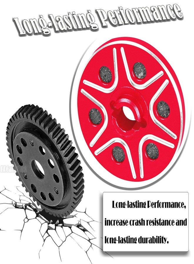 تروس BRCatWPark RC 50T Spur Gears 0.8Mod، قطع غيار مُحسّنة لسيارات 1/10 Slash 2WD (VXL)/Rustler 2WD (VXL)/Stampede 2WD (VXL)/Bandit 2WD (VXL)، قابض انزلاقي معدني فولاذي شديد التحمل، أحمر - Image 5
